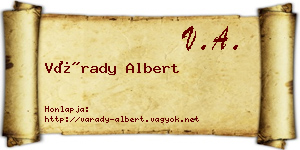 Várady Albert névjegykártya