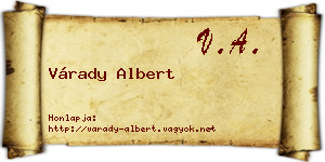 Várady Albert névjegykártya